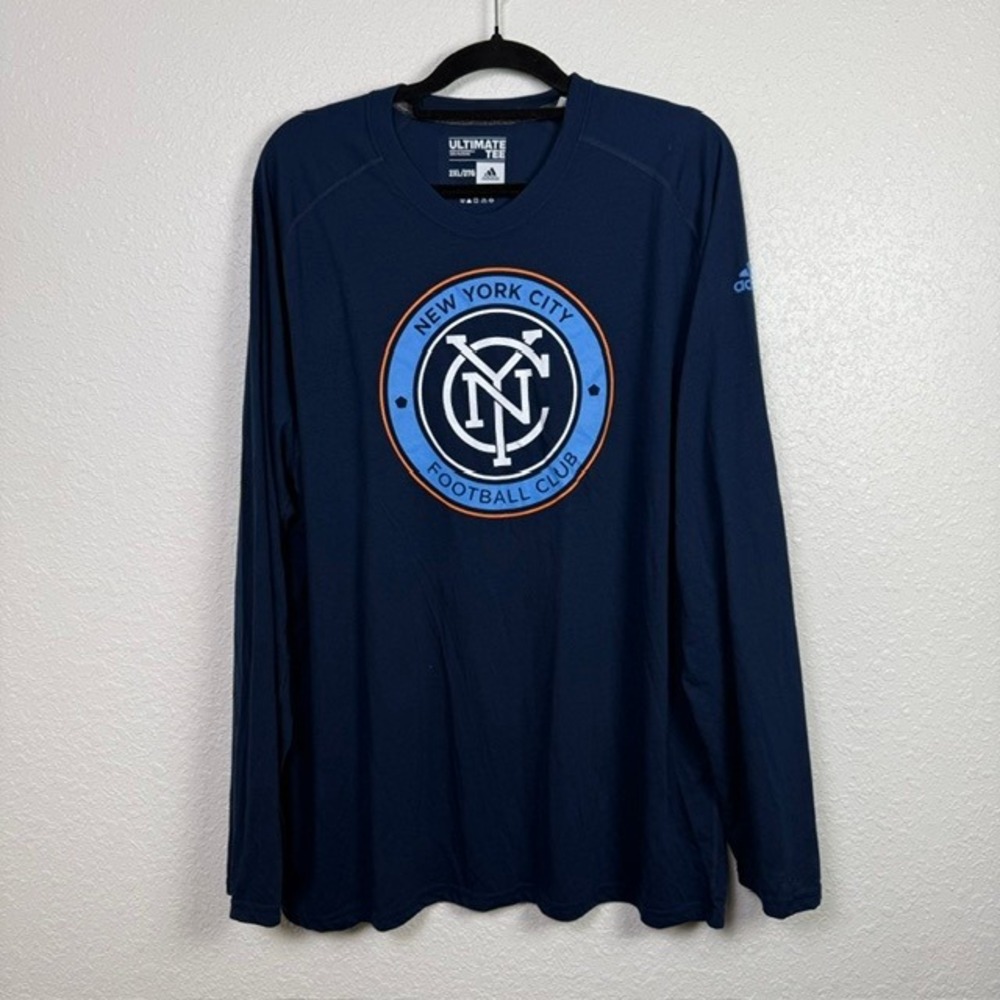 Adidas MLS New York City FC Ultimate Tee Long Sleeve Graphic Navy Blue XXL